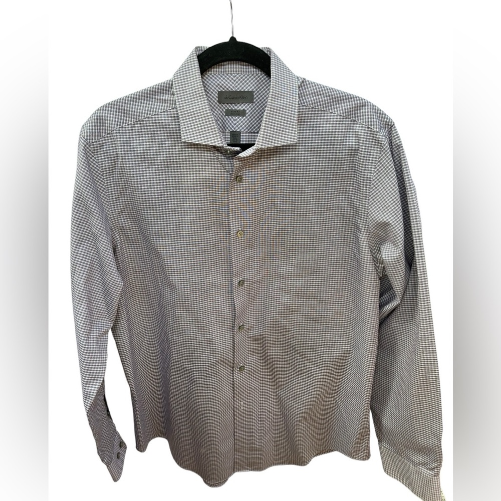 Calvin Klein Men's Purple/Black/White Check
Slim Fit Button Up Shirt 16.5 /34-35